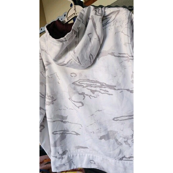 Under Armour Hoodie Mens Large White Gray Camo ColdGear Loose Fit Pullover D25 - Picture 5 of 7